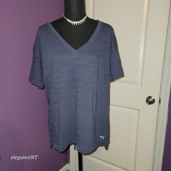 PINK By Victoria's Secret T Shirt in Blue With Sequin Dog Sz: M - Picture 9 of 10